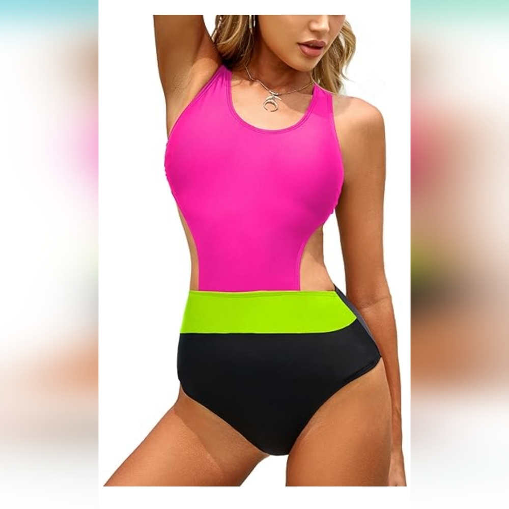 Molybell Keyhole swimsuit With Open Back - Multicolor- New